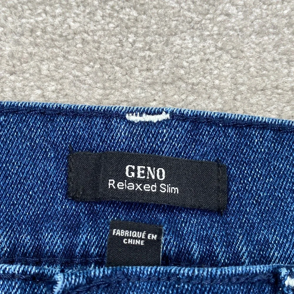 True Religion Geno Relaxed Slim Jeans Mens 36 Blue Big T Flap Pocket Denim